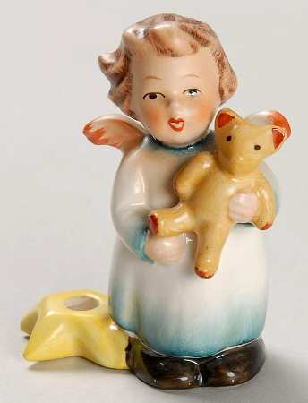 Religious Figurines (HX Mark) Angel W/ Teddybear Candle Holder - No Box