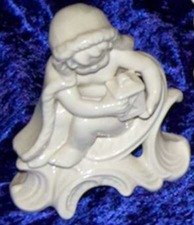 All White Figurines Cherub With Lantern-Glossy - With Box