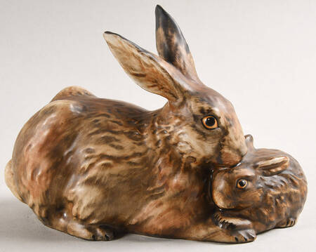 Animals-Figurines Brown Rabbits - No Box