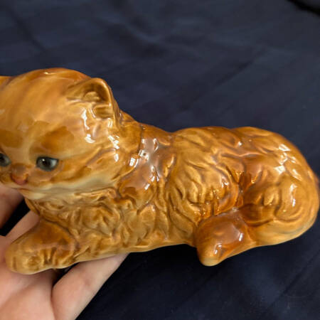 Animals-Figurines Brown Cat-Lying Down - No Box