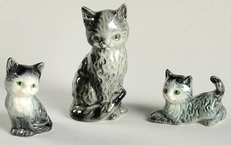 Animals-Figurines Mother Cat W/ Kitten-Set Of 3 - No Box