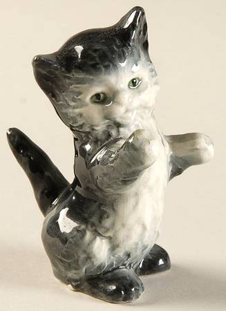 Animals-Figurines Kitten-Grey - With Box 108
