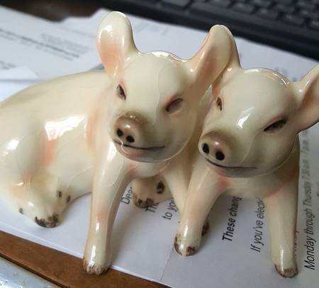 Animals-Figurines Pair Of Sitting Pigs - No Box