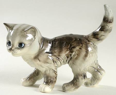 Animals-Figurines Gray Cat Standing - No Box