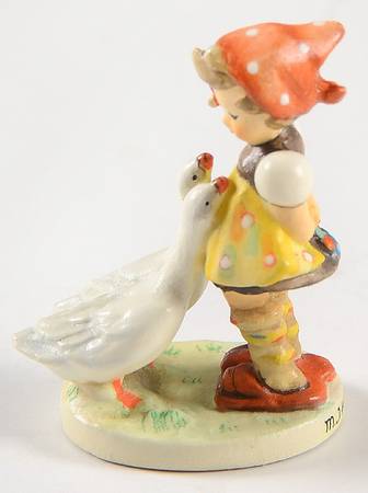 Hummel Miniature Figurine-Bronze Goose Girl - No Box