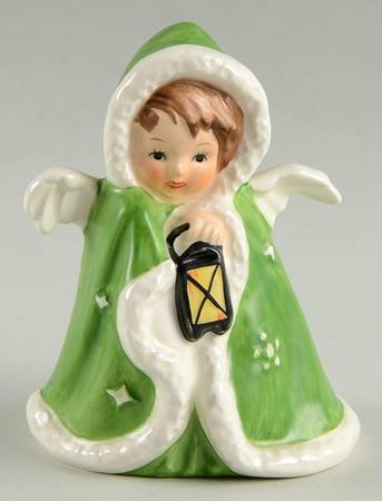 Janet Robson Figurines Angel With Lantern - Green - Boxed