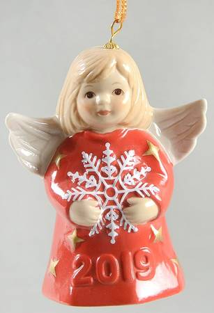 Angel Bell Ornament Angel With Snowflake-Cherry Red - No Box