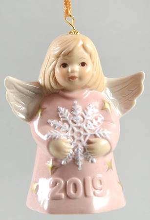 Angel Bell Ornament Angel With Snowflake-Rose - With Box
