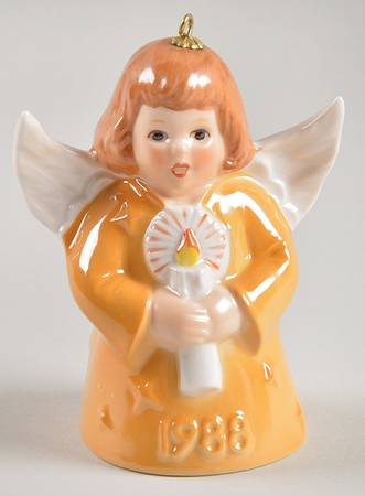 Angel Bell Ornament Angel With Candle-Yellow - Boxed