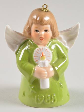 Angel Bell Ornament Angel With Candle-Green - Boxed