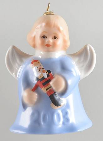 Angel Bell Ornament Angel With Nutcracker-Blue - Boxed