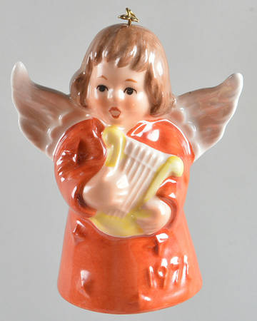 Angel Bell Ornament Angel With Harp-Rust - Boxed