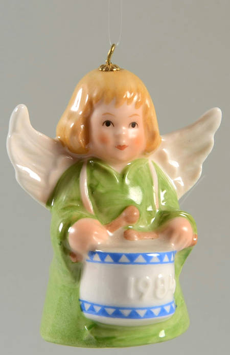 Angel Bell Ornament Angel With Drum-Green - No Box