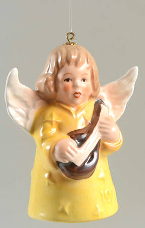 Angel Bell Ornament Angel With Lute-Yellow - Boxed