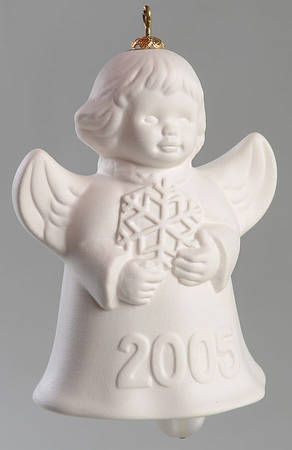 Angel Bell Ornament Angel With Snowflake-White - With Box