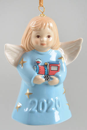 Angel Bell Ornament Angel With Train-Pastel Blue - With Box 45c