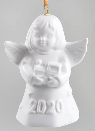 Angel Bell Ornament Angel With Train-White - No Box 45a