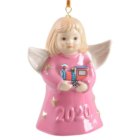 Angel Bell Ornament Angel With Train- Carmine Rose - With Box 45d