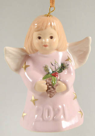 Angel Bell Ornament Angel With Pinecone-Cherry Blossom - With Box