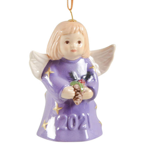 Angel Bell Ornament Angel With Pinecone-Ultra Violet - No Box
