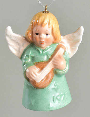 Angel Bell Ornament Angel With Lute-Green - No Box