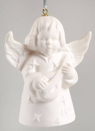 Angel Bell Ornament Angel With Lute-White - No Box
