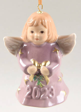 Angel Bell Ornament Angel With Bow - Elderberry - With Box