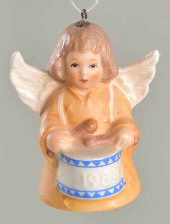 Angel Bell Ornament Angel With Drum-Yellow - No Box