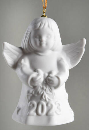 Angel Bell Ornament Angel With Bow - White - No Box Nb48a