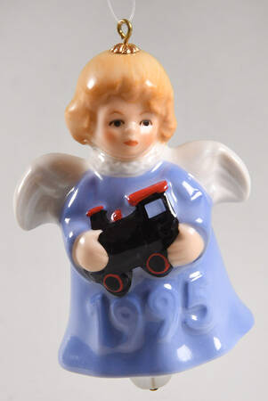 Angel Bell Ornament Angel With Train-Blue - No Box