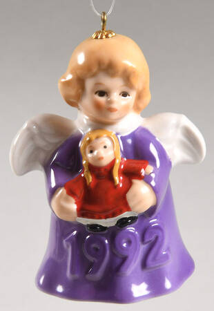 Angel Bell Ornament Angel With Doll-Purple - Boxed