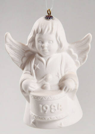 Angel Bell Ornament Angel With Drum-White - Boxed