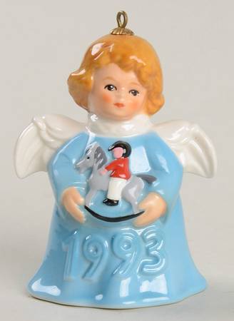 Angel Bell Ornament Angel With Rocking Horse-Blue - No Box