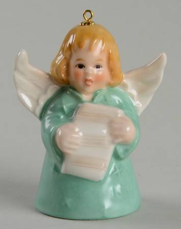 Angel Bell Ornament Angel With Music-Green - Boxed