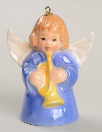 Angel Bell Ornament Angel With Trumpet-Purple - Boxed