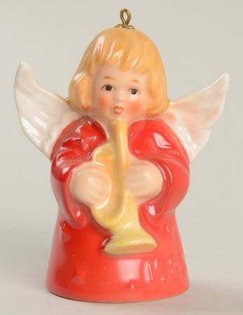 Angel Bell Ornament Angel With Trumpet-Red - Boxed