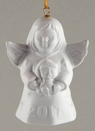 Angel Bell Ornament Angel With Penguin - White - With Box 42a