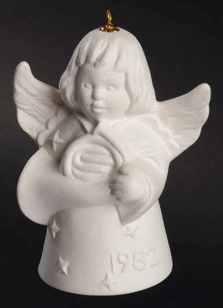 Angel Bell Ornament Angel With French Horn-White - Boxed