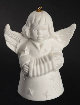 Angel Bell Ornament Angel With Accordion-White - No Box
