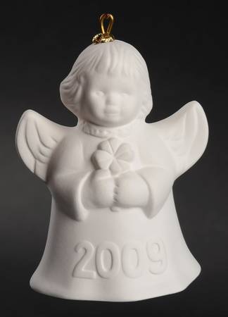 Angel Bell Ornament Angel With Clover-White - With Box