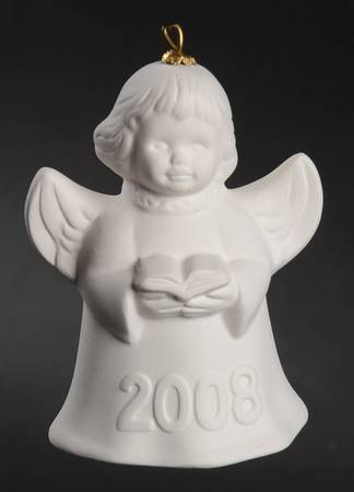 Angel Bell Ornament Angel With Song Book-White - No Box