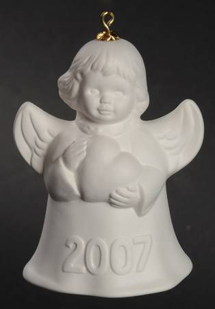Angel Bell Ornament Angel With Heart-White - With Box