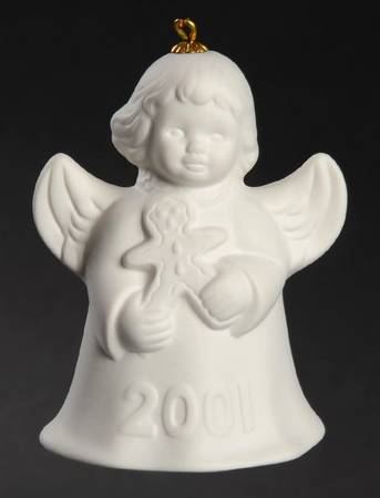 Angel Bell Ornament Angel With Gingerbread-White - Boxed