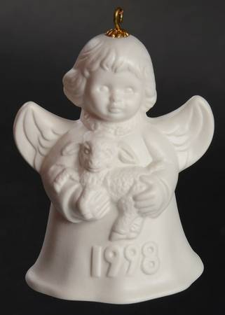 Angel Bell Ornament Angel With Lamb-White - No Box