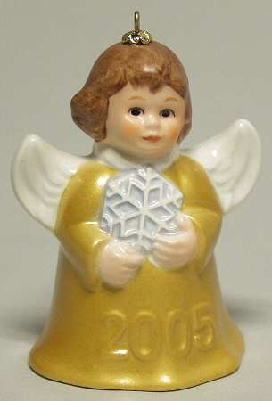 Angel Bell Ornament Angel With Snowflake-Mustard - With Box