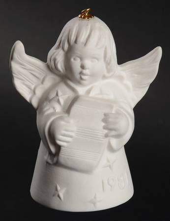 Angel Bell Ornament Angel With Music-White - No Box