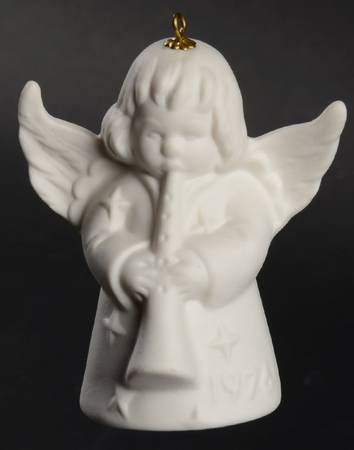 Angel Bell Ornament Angel With Horn-White - With Box