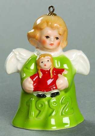 Angel Bell Ornament Angel With Doll-Green - No Box