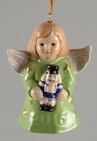 Angel Bell Ornament Angel With Nutcracker - Pistachio - With Box