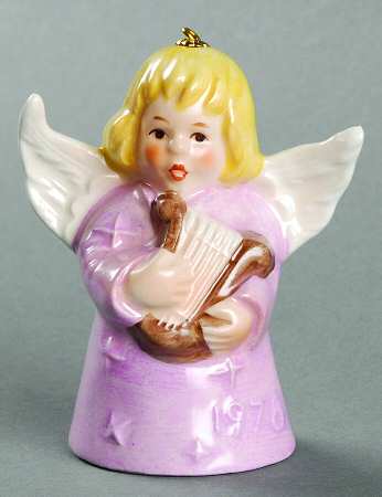 Angel Bell Ornament Angel With Harp-Pink - No Box